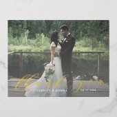 書道スクリプトフォトポストカードありがとう 箔招待状ポストカード (正面)