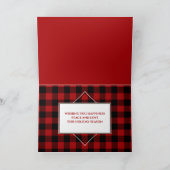 書道スクリプトフォトレッドプレイドタータンチェック折り シーズンカード (内部)