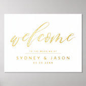 書道スクリプトミニマルモダン結婚歓迎 箔ポスター (正面)