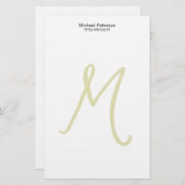 書道スクリプトモノグラムイニシャル モダン 便箋 (正面/裏面)