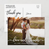 書道スクリプトラブサンクスウェディングフォト ポストカード (正面/裏面)