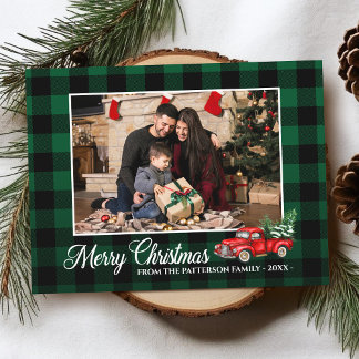 書道スクリプト写真グリーンプライド赤トラック ポストカード