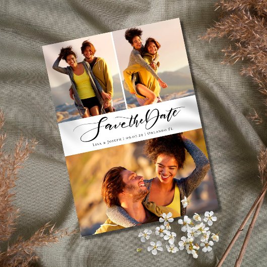 書道スクリプト写真コラージュ セーブザデート