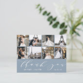 書道スクリプト写真Thank You Dusty Blue ポストカード (スタンド正面)