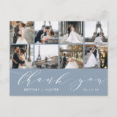 書道スクリプト写真Thank You Dusty Blue ポストカード (正面)