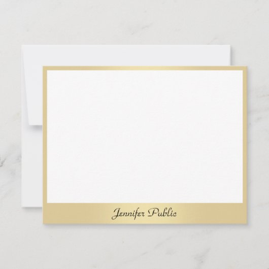 書道スクリプト名文字金ゴールドエレガントテンプレート ノートカード (正面)