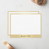 書道スクリプト名文字金ゴールドエレガントテンプレート ノートカード (正面/裏面インサイチュ)