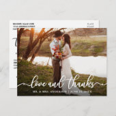 書道スクリプト愛感謝ウェディングフォト ポストカード (正面/裏面)