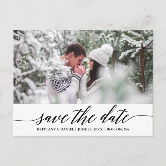 書道スクリプト日付の写真を保存 ポストカード (正面)