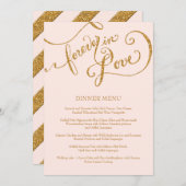 書道スクリプト永遠に愛の金ゴールドグリッター メニュー (正面/裏面)