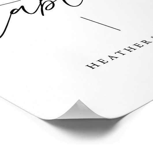 書道スクリプト結婚のキッズテーブルの署名 ポスター (角)