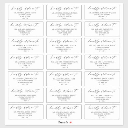 書道スクリプト結婚のゲスト住所 シール (シート)