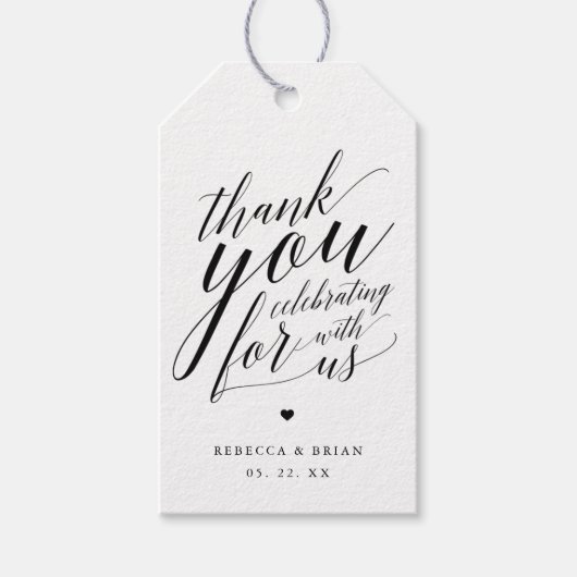 書道スクリプト結婚の感謝のギフトラベル ギフトタグ (正面)