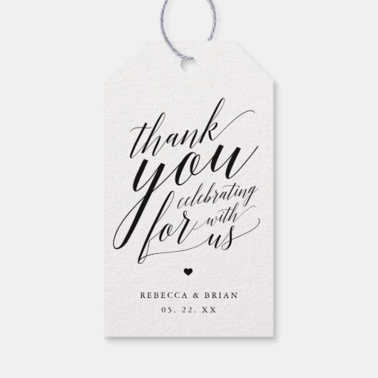 書道スクリプト結婚の感謝のギフトラベル ギフトタグ (裏面)