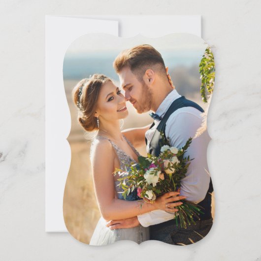 書道スクリプト緑のフローラ結婚写真 招待状 (裏面)