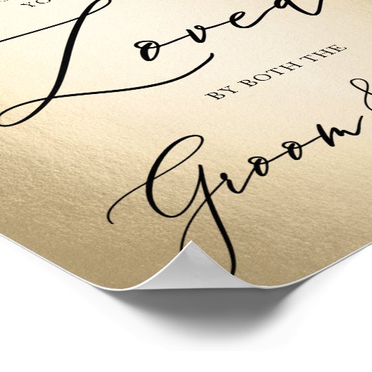 書道スクリプト金ゴールドシートの結婚サインを選ぶ ポスター (角)