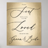 書道スクリプト金ゴールドシートの結婚サインを選ぶ ポスター (正面)