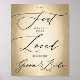 書道スクリプト金ゴールドシートの結婚サインを選ぶ ポスター