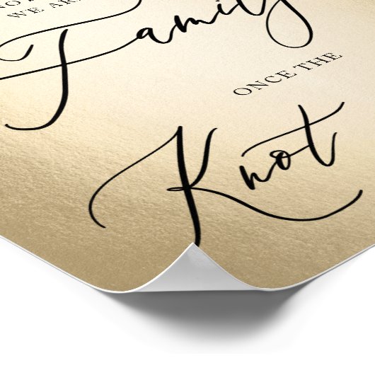 書道スクリプト金ゴールドシートの結婚サインを選ぶ ポスター (角)