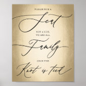 書道スクリプト金ゴールドシートの結婚サインを選ぶ ポスター (正面)