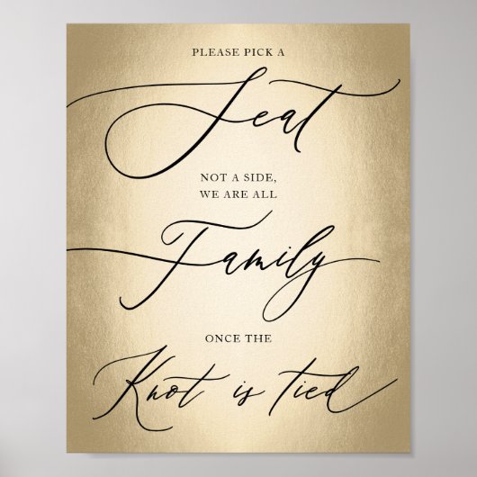 書道スクリプト金ゴールドシートの結婚サインを選ぶ ポスター (正面)