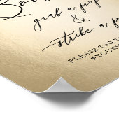 書道スクリプト金ゴールドフォトブース結婚のサイン ポスター (角)