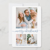 書道スクリプト3写真ほこりっぽい青いクリスマス シーズンカード (正面)