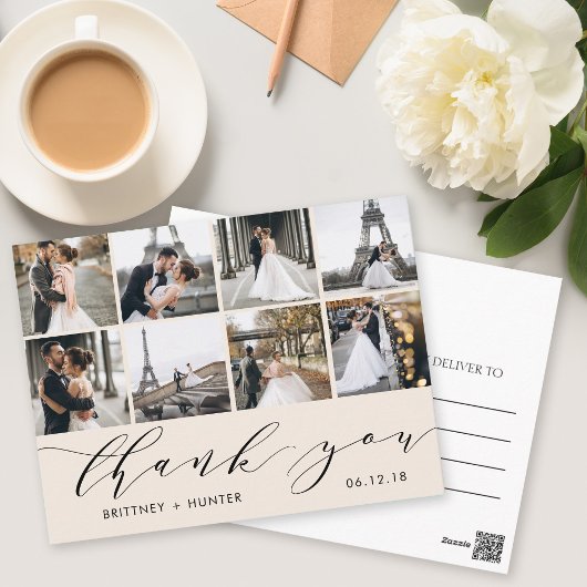 書道スクリプト8写真ありがとうオフ白 ポストカード