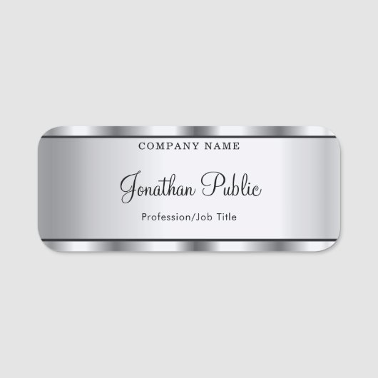 書道スクリモダンプト文字シルバーテンプレート 名札 (正面)