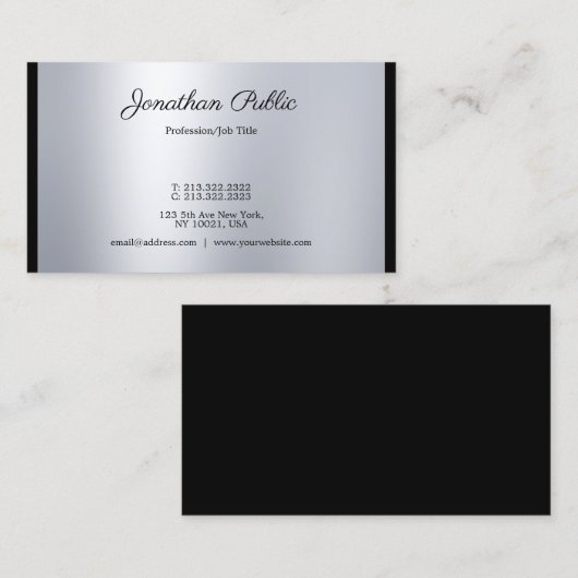 書道スタイリッシュ台本シルバモダントレンディー 名刺 (正面/裏面)