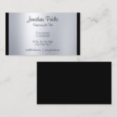 書道スタイリッシュ台本シルバープレーンモダン 名刺 (正面/裏面)