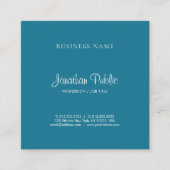 書道スタイリッシュ文字ターコイズカラートレンディー スクエア名刺 (正面)