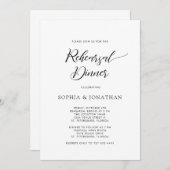 書道スタイリッシュ白黒リハーサルディナー 招待状 (正面/裏面)