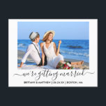 書道スタイリッシュ結婚の日を保存 ポストカード<br><div class="desc">モダントレンディー書スタイリッシュ書スクリプトカップル写真結婚する日付を保存する婚約発表はがき</div>