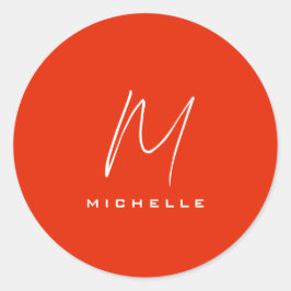 書道スタイリッシュ赤モノグラムお名前 ラウンドシール