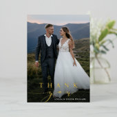 書道スタイリッシュ金箔フォトサンキューカード 箔招待状 (立ち正面)