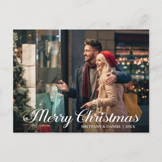 書道スターメリークリスマスカップルの写真 ポストカード (正面)