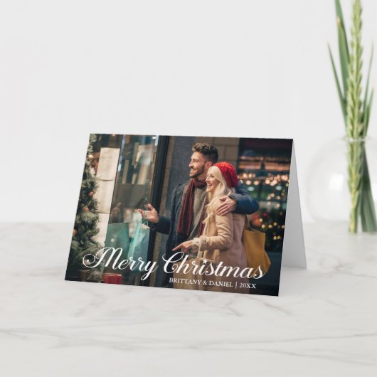 書道スターメリークリスマスカップル写真折り カード (正面)