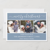 書道スノーフレークChristmas Blue 3写真 シーズンカード (正面)