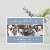 書道スノーフレークChristmas Blue 3写真 シーズンカード (スタンド正面)