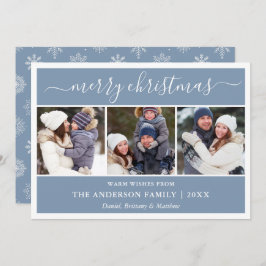 書道スノーフレークChristmas Blue 3写真 シーズンカード