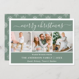 書道スノーフレークChristmas Green 3写真 シーズンカード
