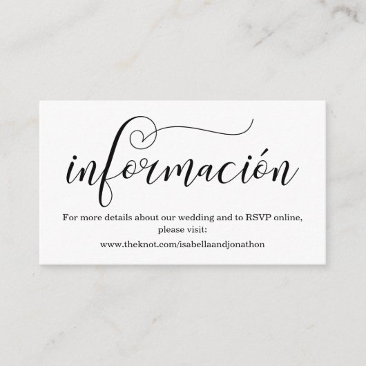 書道スペインののWebサ結婚イトの格納カード エンクロージャーカード (正面)