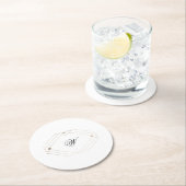 書道タイポグラフィモノグラム金ゴールド結婚デコ ラウンドペーパーコースター (インサイチュ)