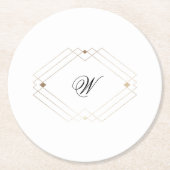 書道タイポグラフィモノグラム金ゴールド結婚デコ ラウンドペーパーコースター (正面)