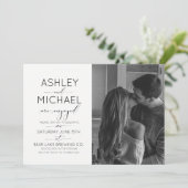 書道タイポグラフィ写真婚約パーティ 招待状 (スタンド正面)