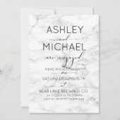 書道タイポグラフィ大理石婚約パーティ 招待状 (正面)