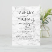 書道タイポグラフィ大理石婚約パーティ 招待状 (スタンド正面)