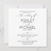 書道タイポグラフィ白黒スクエア結婚ズ 招待状 (正面)