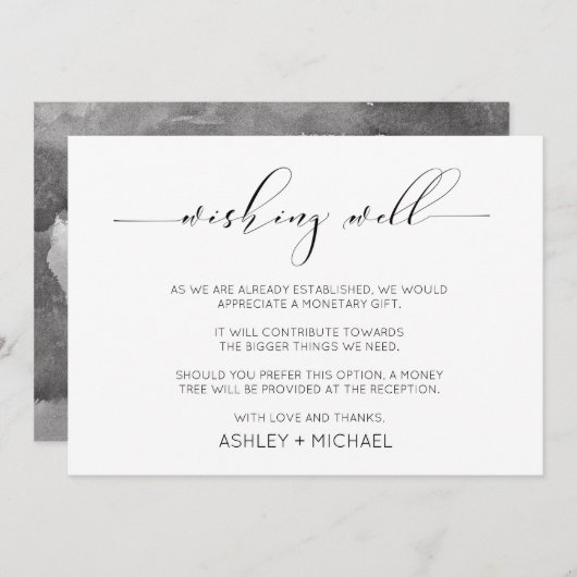書道タイポグラフィ結婚のWishing Well Horiz. 招待状 (正面/裏面)